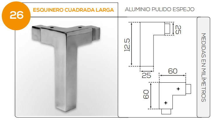 Esquinero Cuadrada Larga